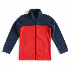 Columbia Kids Fleece Zip Jacket Orange Navy Youth Medium 10/12